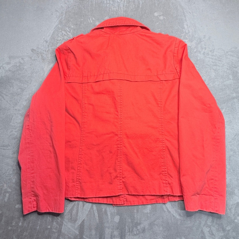 Old Navy Pea Coat Women XL Coral Red Double Breasted 100% Cotton Jacket 2010 Y2K - Picture 2 of 7